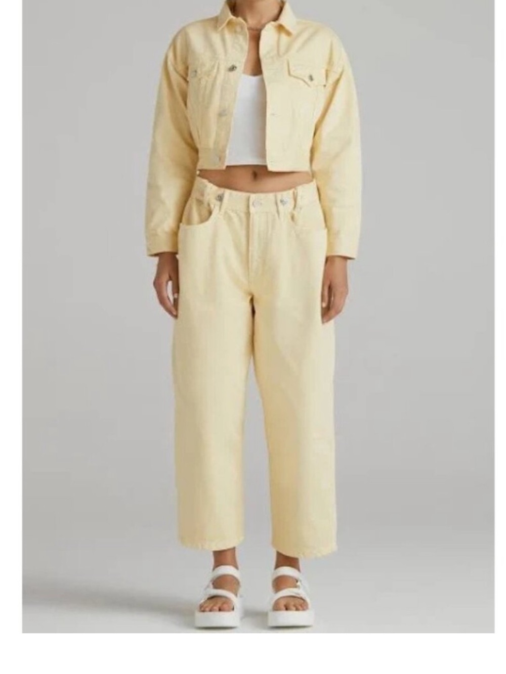 EDWIN MAIIA Cropped Wide-Leg jeans..lemonade
